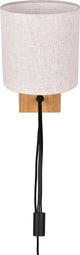 Applique Trio nilam avec liseuse - bois naturel - abat-jour écru