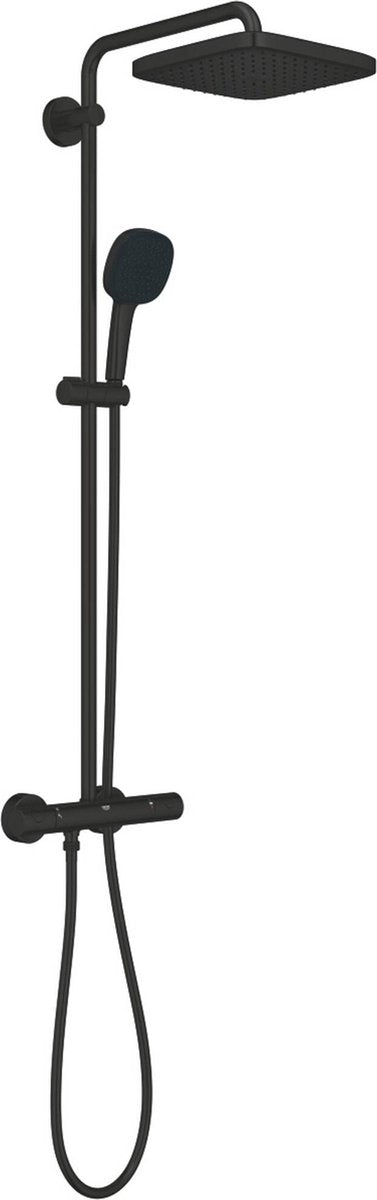 Grohe Vitalio Comfort 250 ensemble de douche à effet pluie, réglable en hauteur avec 3 types de jets, noir mat