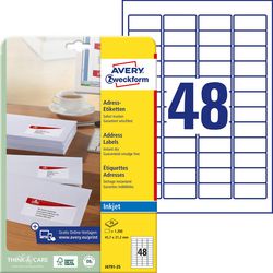 Étiquettes d'adresse avery j4791-25 laser blanc