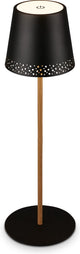 Briloner b.k.licht kiki - lampe de table rechargeable - lampe sans fil - dimmable - pour extérieur et intérieur - USB-C - réglable en hauteur - ø12cm - bois noir