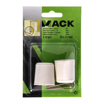 Mack 1069046 - butée de porte caoutchouc + vis blanc 30 x 35 mm 2 pcs | 6 pièces