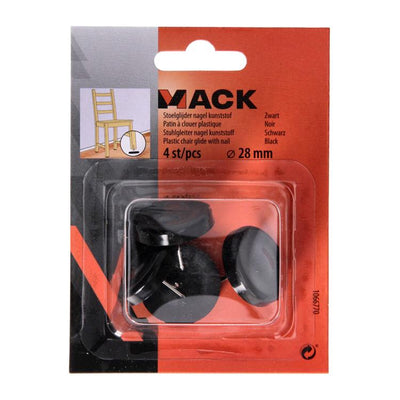 Mack 1066770 - clou planeur de chaise plastique noir ø 28 mm 4 pcs | 6 pièces