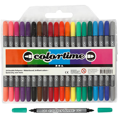 Marqueurs à double facteur - Couleurs de base, 20e.