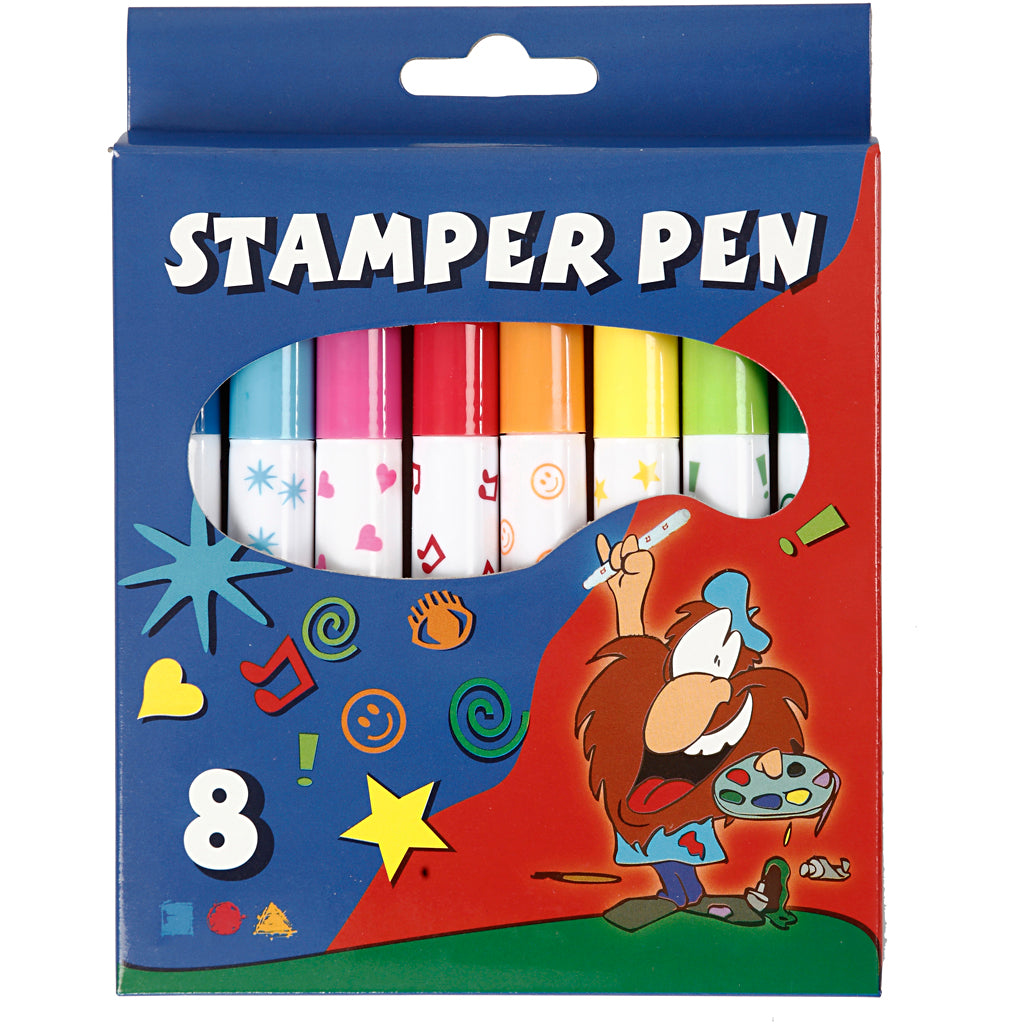 Marqueurs tampons Creativ company, différentes couleurs, 8 pièces, 1 boîte