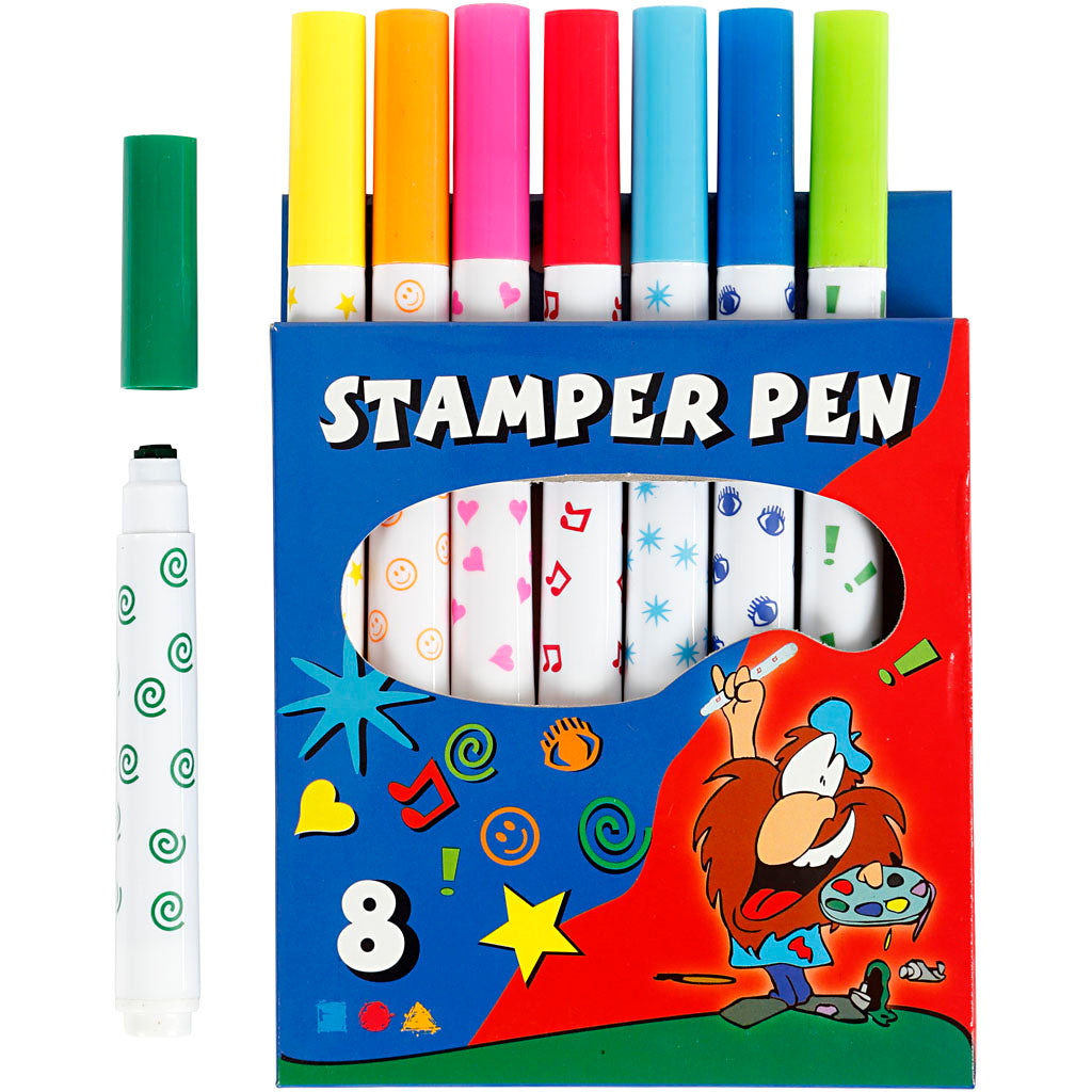 Marqueurs tampons Creativ company, différentes couleurs, 8 pièces, 1 boîte
