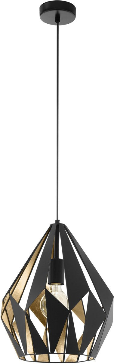 Suspension Eglo carlton 1 - e27 - 1 lumière - ø 31 cm - noir, or