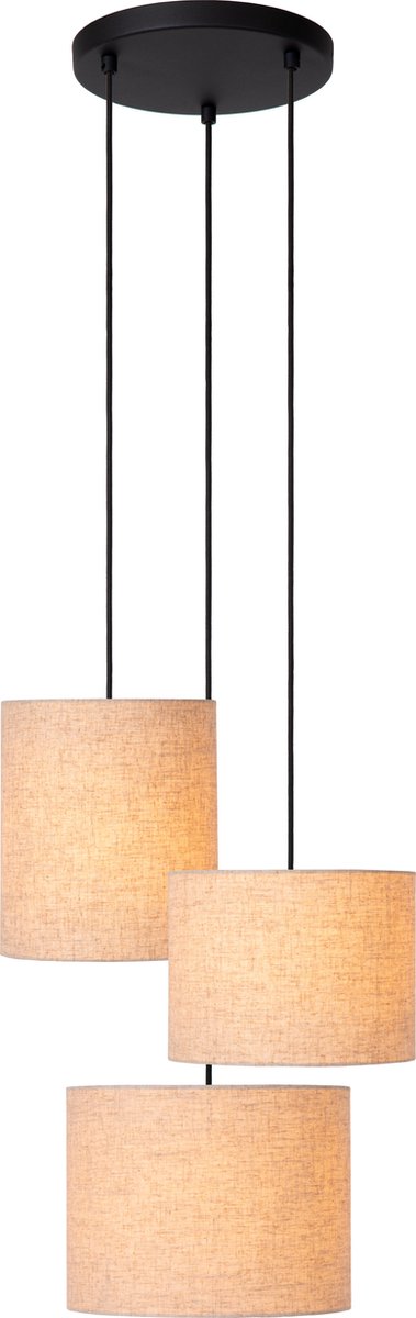 Lucide maya - suspension - ø 46 cm - 3xe27 - beige - japandi