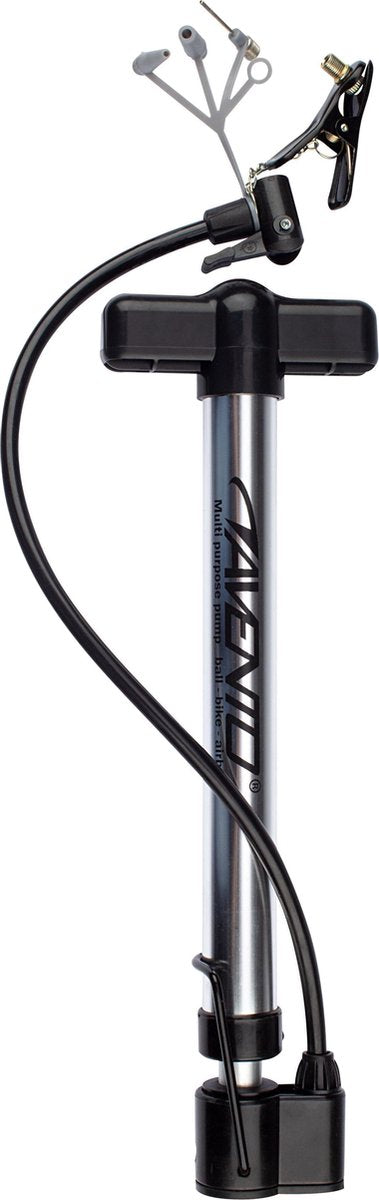 Pompe multifonctionnelle Avento avec manomètre - pompe à vélo - pompe sur pied - aluminium - incl. 3 pièces jointes