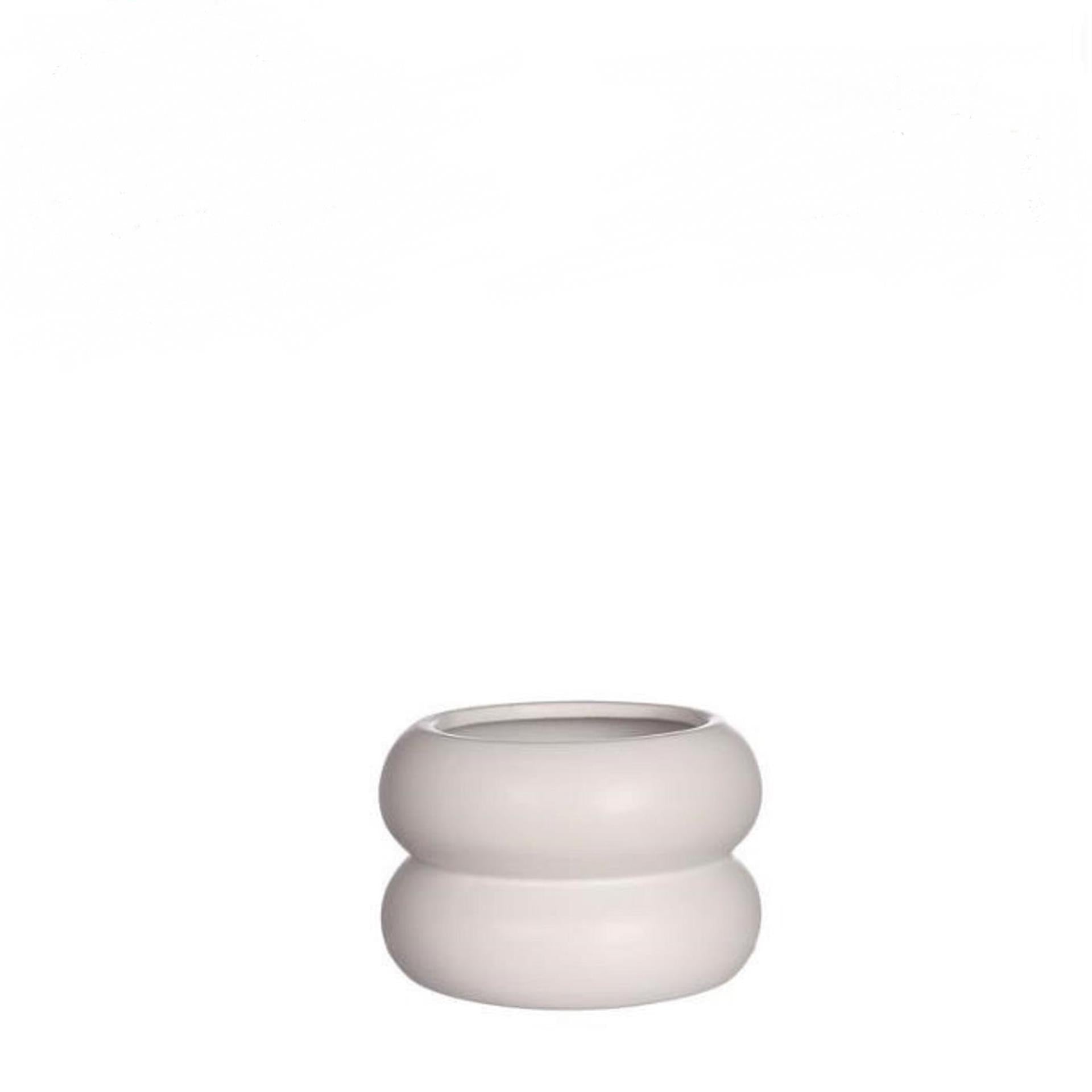 Idées 4 saisons pot de fleur potelé blanc cassé ø9xh6,4cm