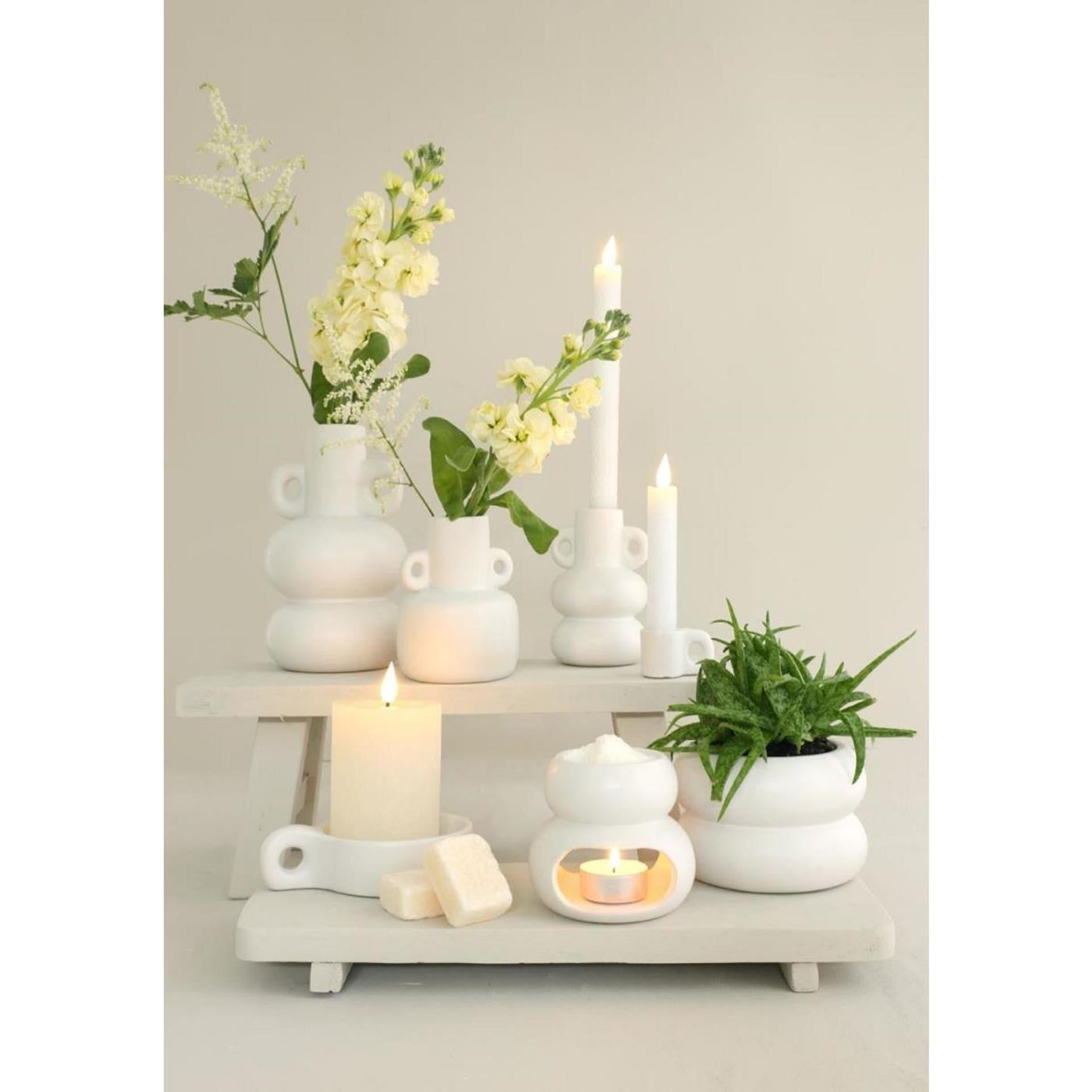 Idées 4 saisons pot de fleur potelé blanc cassé ø9xh6,4cm