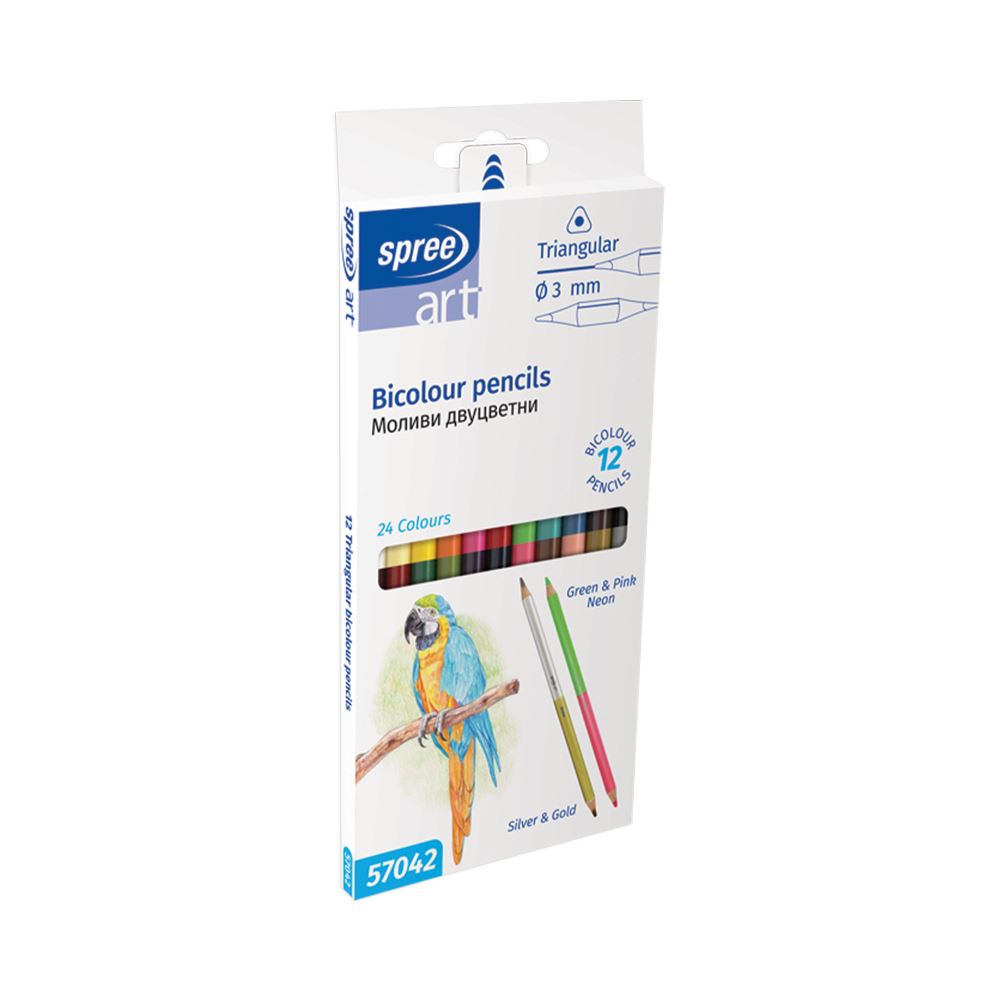 Crayon 12x2 couleurs. triangulaire. 3 mm g