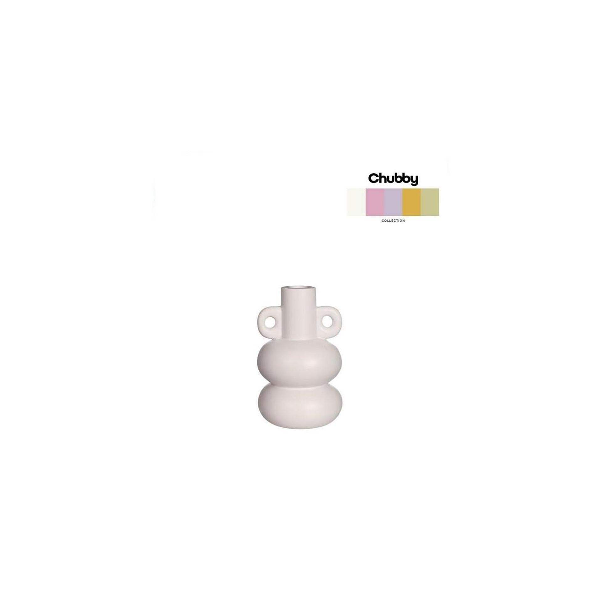 Bougeoir potelé Idées 4 saisons h12cm blanc cassé