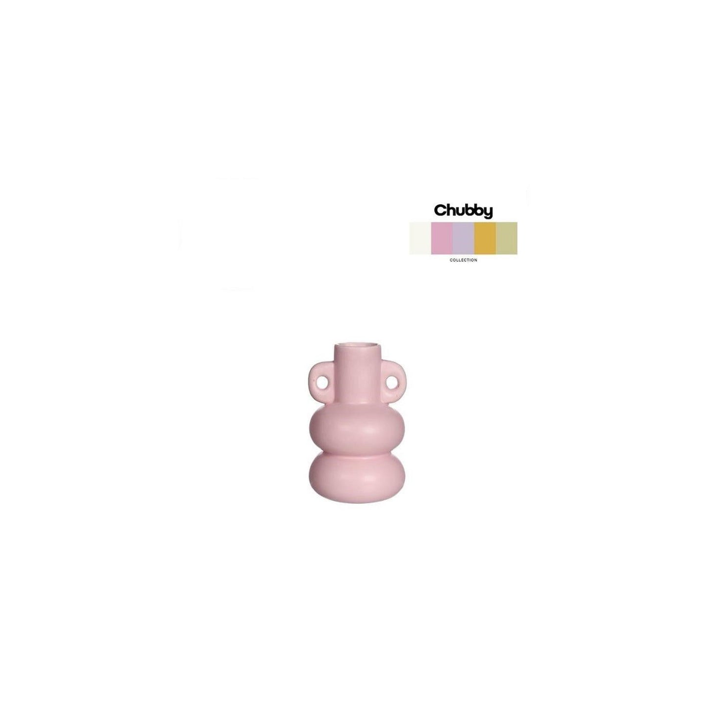 Bougeoir potelé Idées 4 saisons h12cm rose