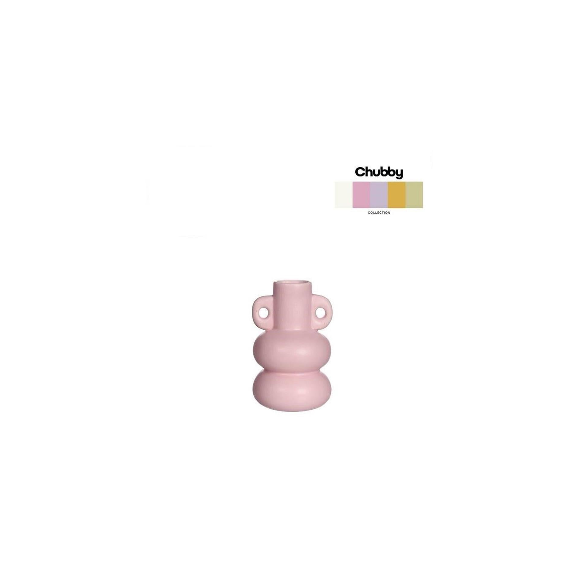 Bougeoir potelé Idées 4 saisons h12cm rose