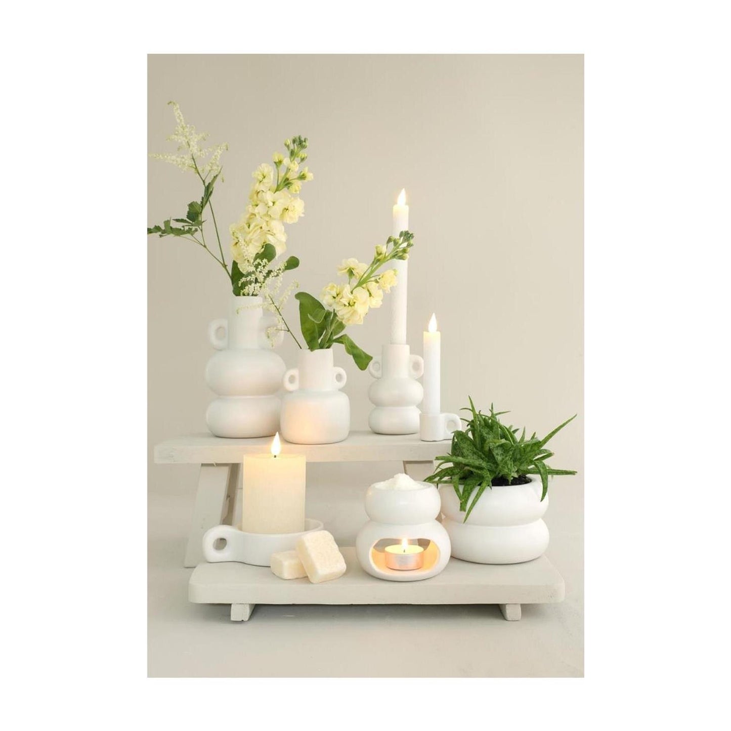 Brûleur potelé Idées 4 saisons ø10xh9cm blanc cassé