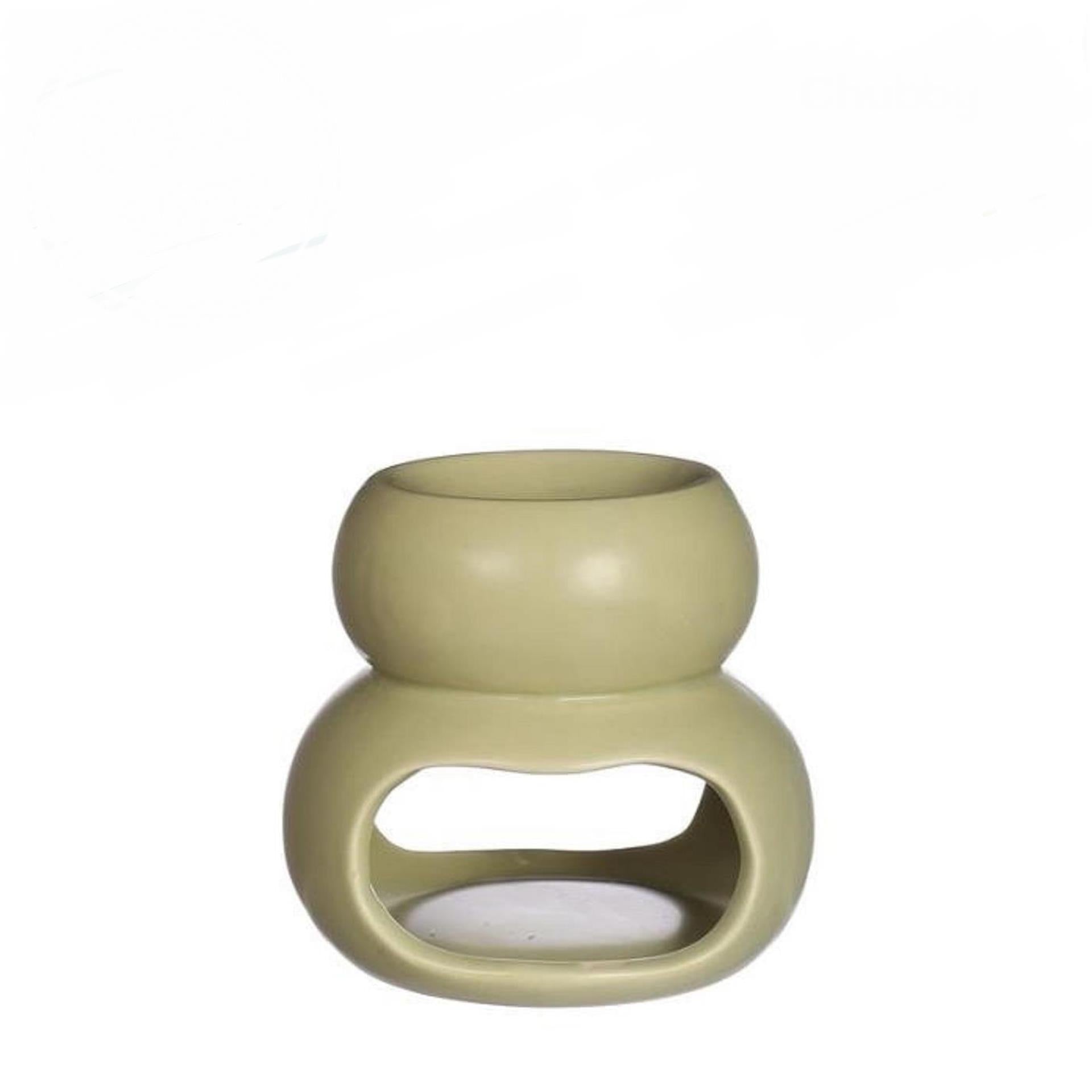 Brûleur parfum potelé Idées 4 saisons vert jade ø10xh9cm