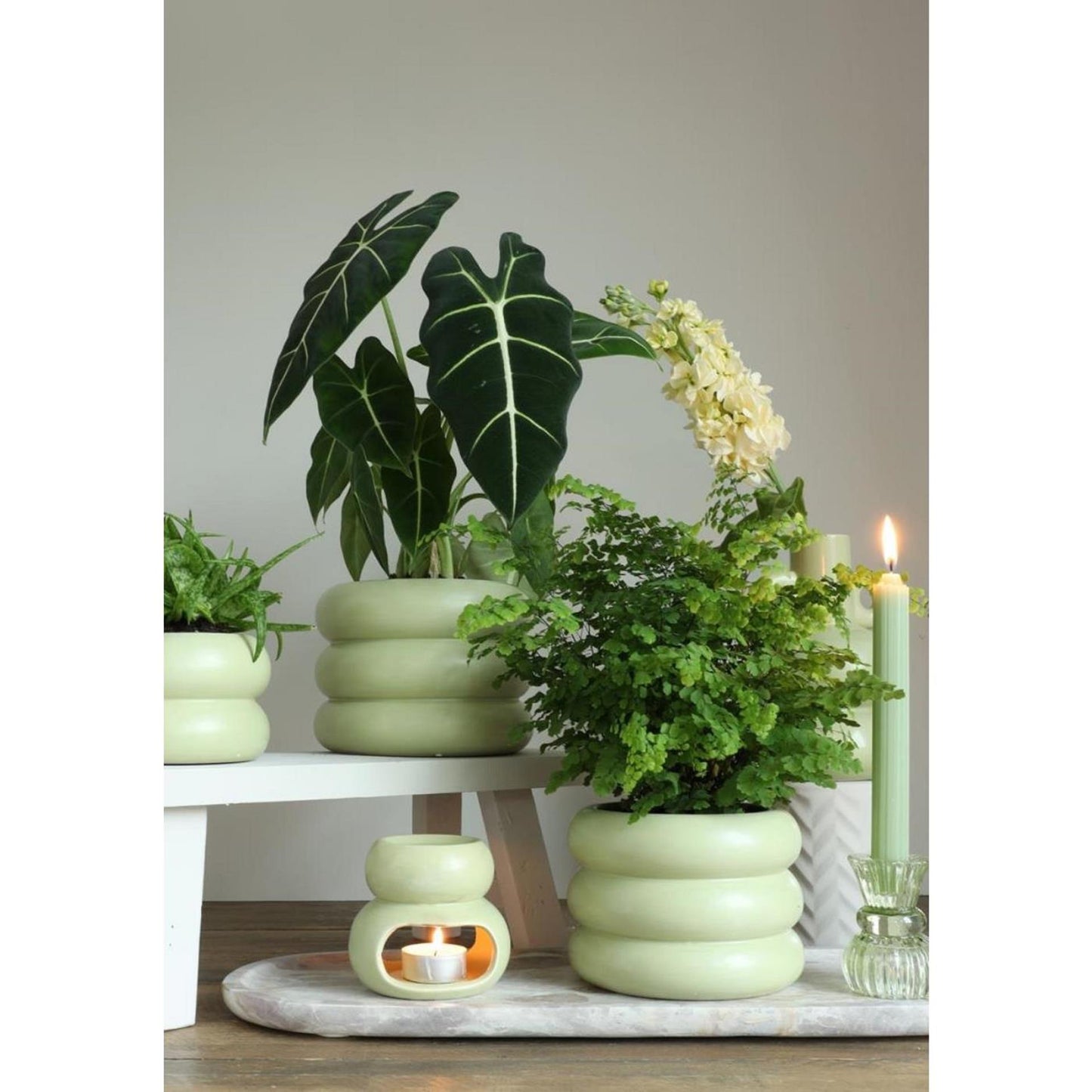 Brûleur parfum potelé Idées 4 saisons vert jade ø10xh9cm