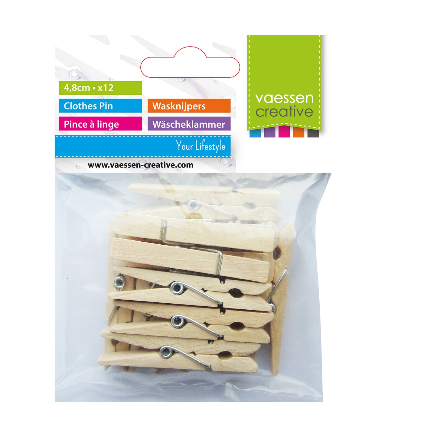 Vaessen creative • pinces à linge bois 4,8cm 12pcs naturel