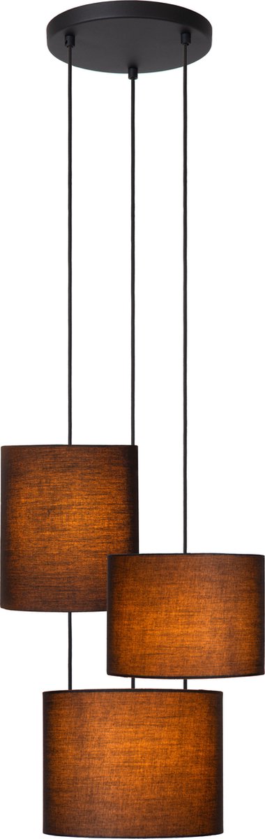 Lucide maya - suspension - ø 46 cm - 3xe27 - noir - japandi