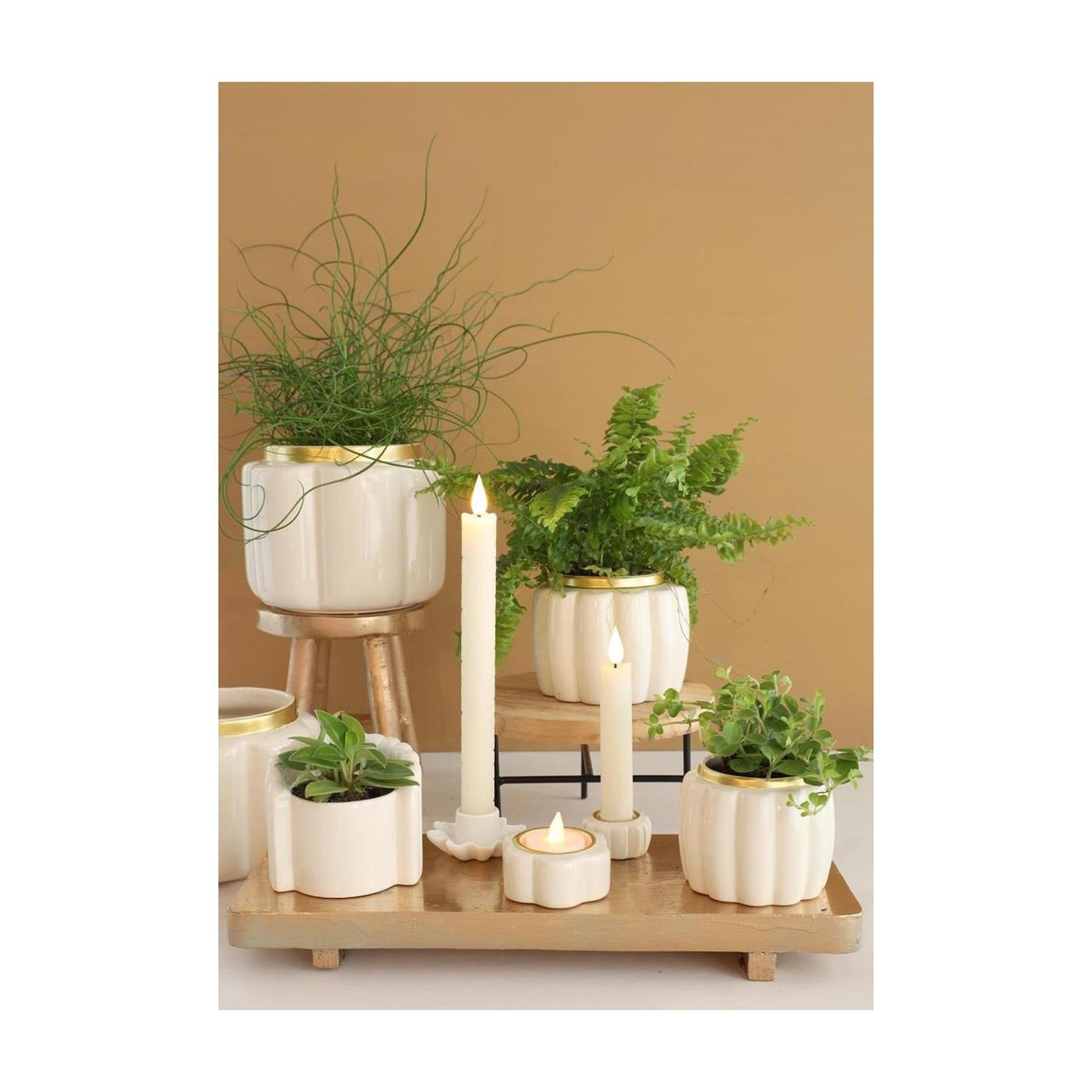 Pouf pot de fleurs Idées 4 saisons crème ø9,5xh7,6cm