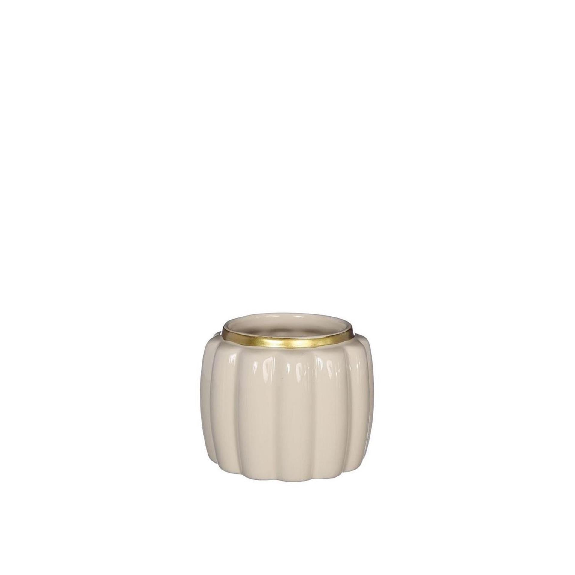 Pouf pot de fleurs Idées 4 saisons crème ø9,5xh7,6cm
