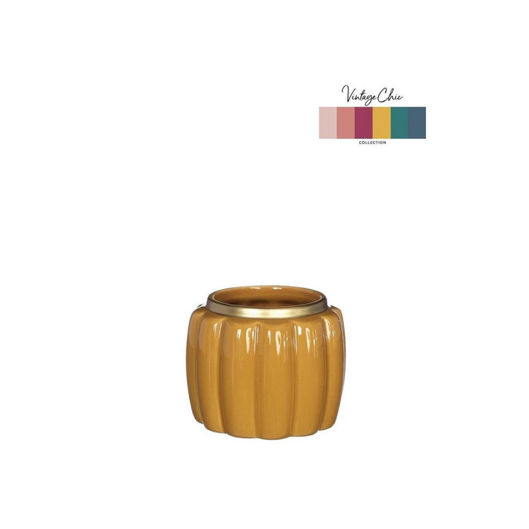 Idées pot de fleur 4 saisons pouf moutarde ø9,5xh7,6cm