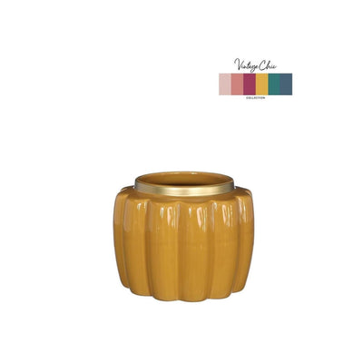 Idées pot de fleur 4 saisons pouf moutarde ø12,6xh9,7cm