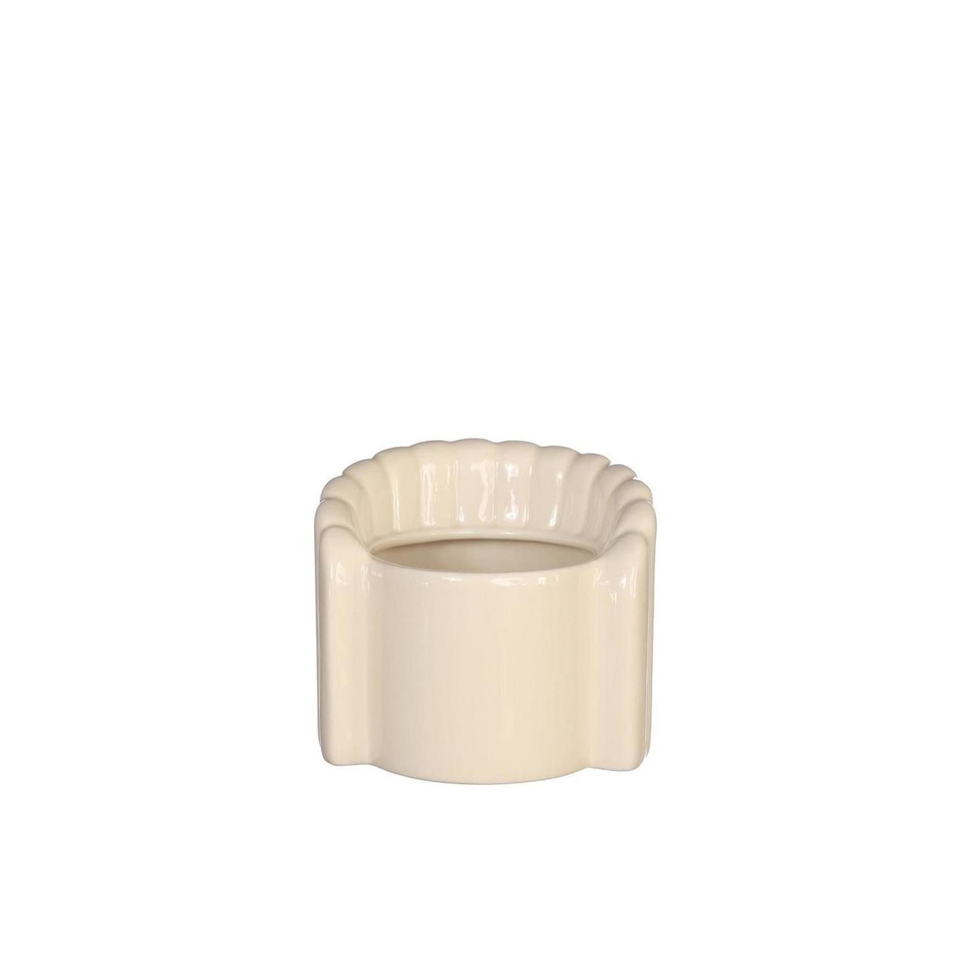 Idées 4 saisons pot de fleur pouf chaise crème ø8,4x9x9,5cm