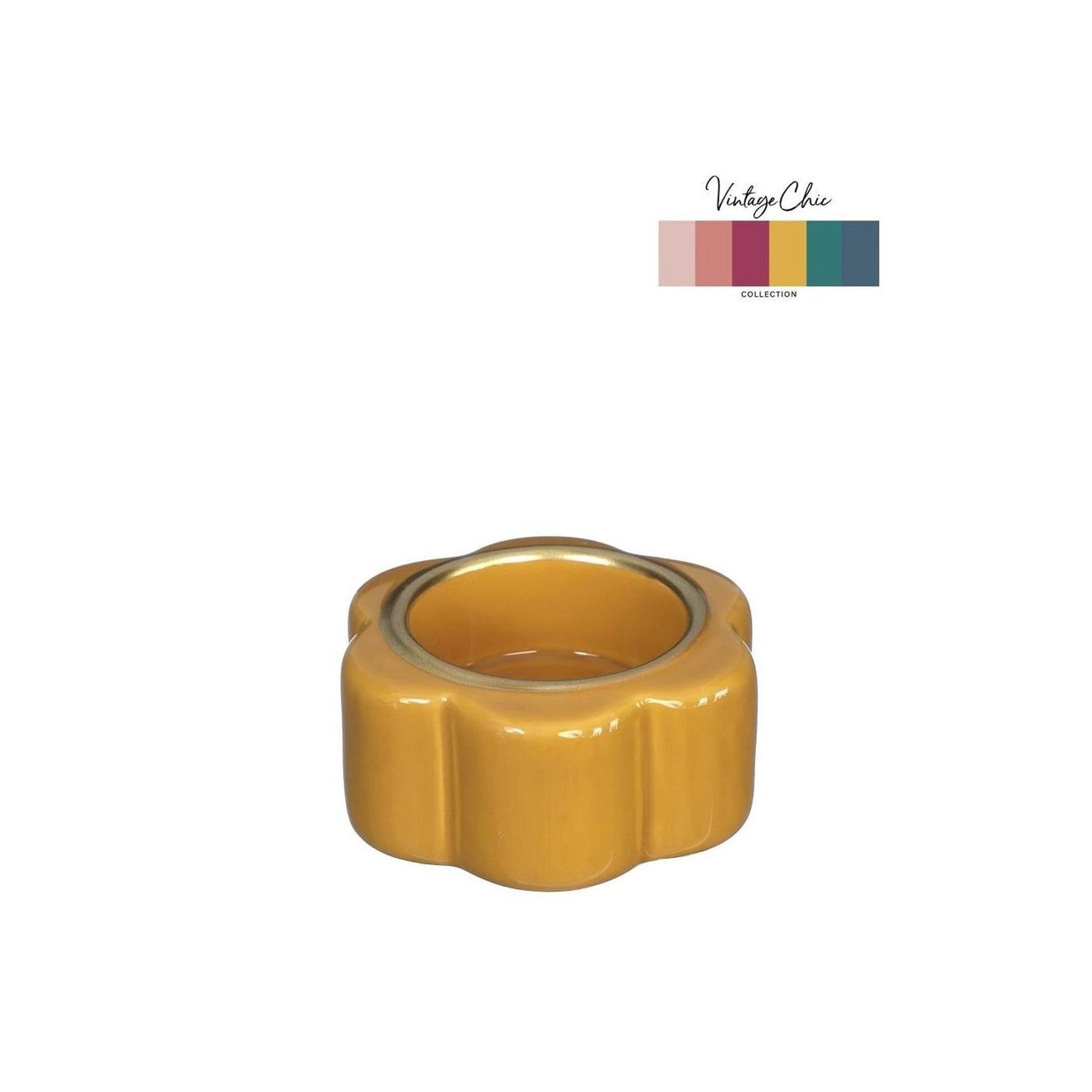Porte-bougie Idées 4 saisons pouf moutarde ø7xh3,4cm