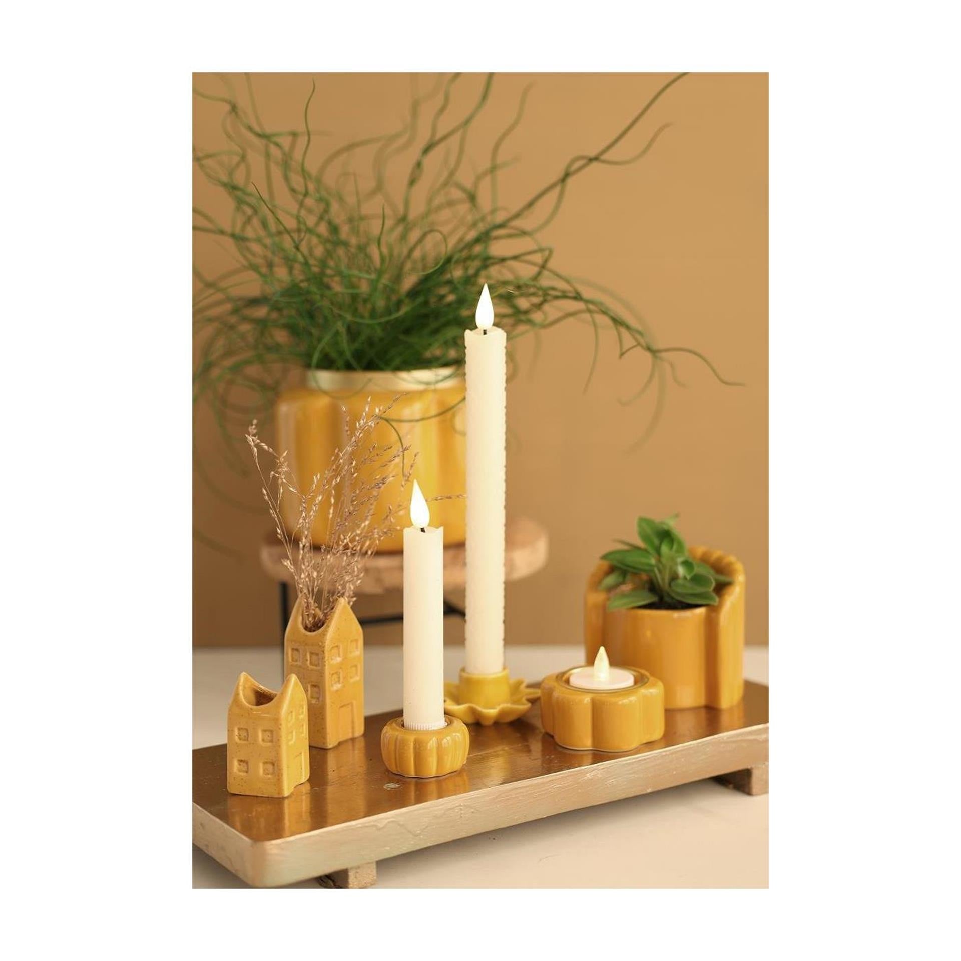 Porte-bougie Idées 4 saisons pouf moutarde ø7xh3,4cm