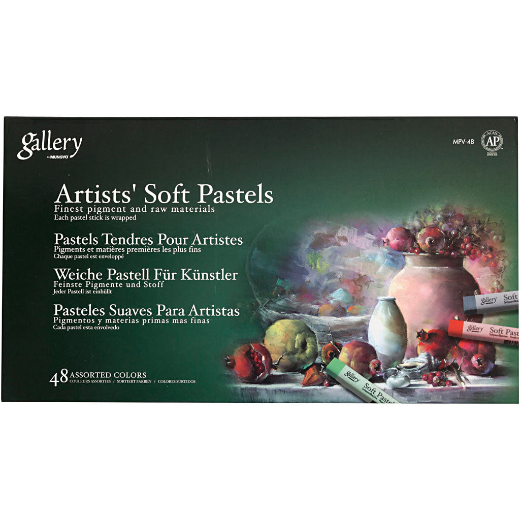 Set de pastels tendres Mungyo gallery, l: 6,5 cm, épaisseur 10 mm, différentes couleurs, 48 ​​​​pièces 1 boîte
