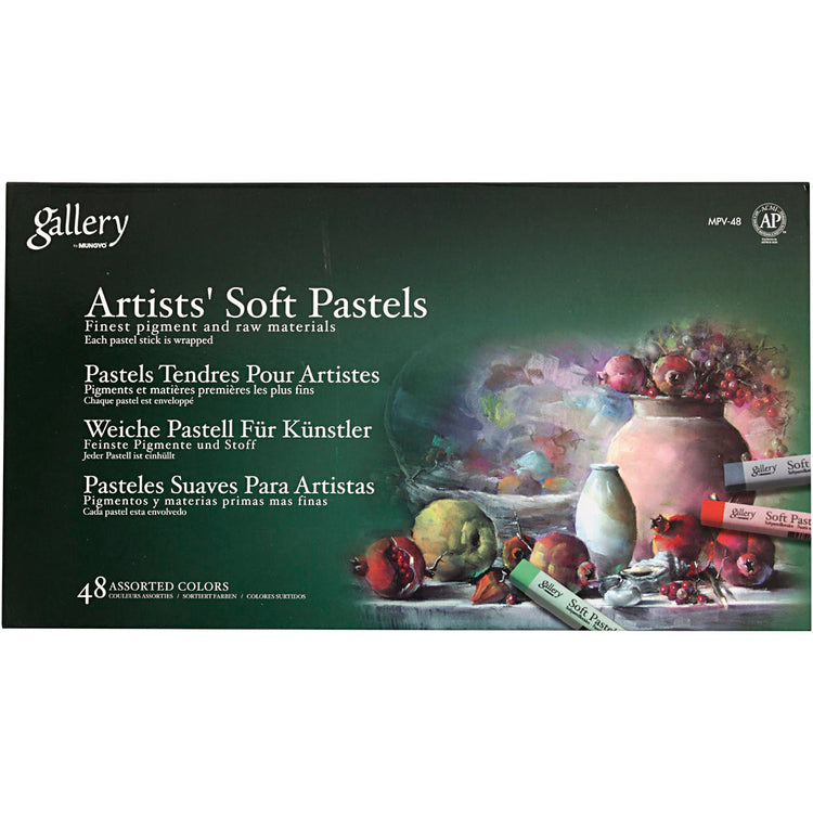 Set de pastels tendres Mungyo gallery, l: 6,5 cm, épaisseur 10 mm, différentes couleurs, 48 ​​​​pièces 1 boîte