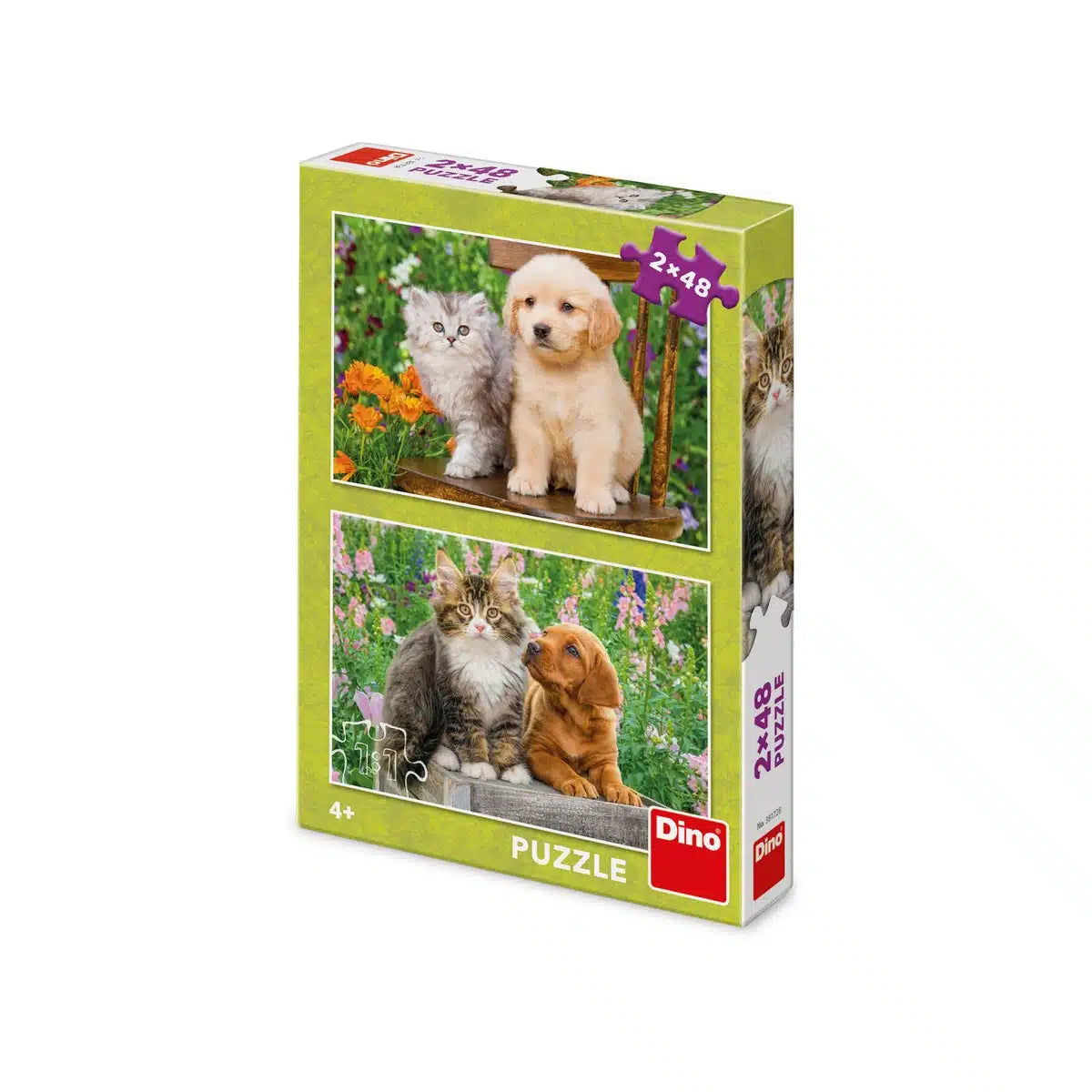 Dinotoys Dino Children's Puzzle avec chien avec POES - 2 x 48 pièces
