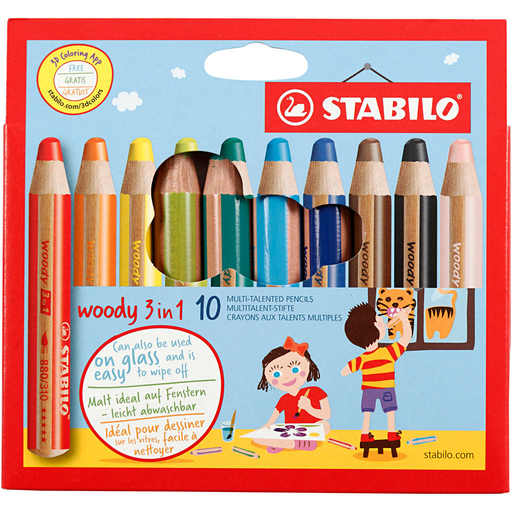 Crayons de couleur Stabilo Woody 3in1 - 10 couleurs