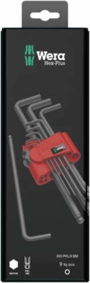 Wera 950 pkl 9 bm n sb jeu de clés hexagonales, métrique, laser noir, 9 pièces - 1 pièce(s) - 05073596001