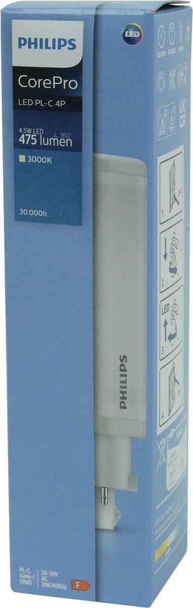 Philips corepro LED plc 4,5w 830 4 broches 3000k 475lm | 10 pièces