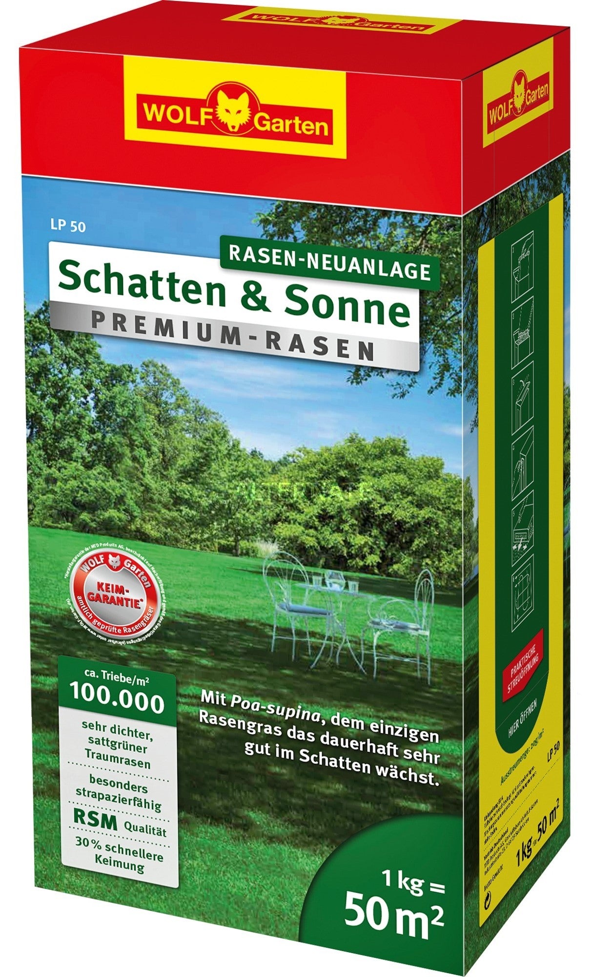 Wolf-Garten LP 50 Premium Lawn Shadow et Sun Grass Seeds