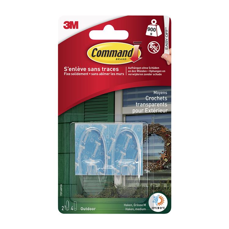 3m 1059852 - crochets cmd extérieur, transp, 2hk | 9 pièces