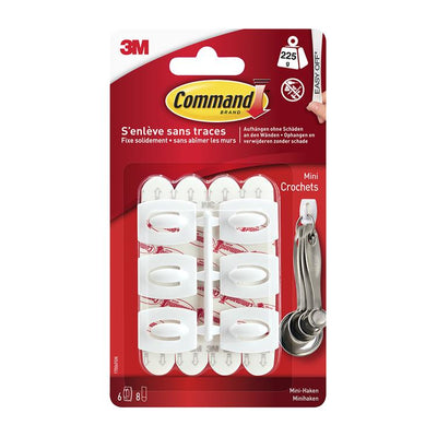 3m 1062198 - crochets command blancs avec bandes blanches mini | 6 pièces