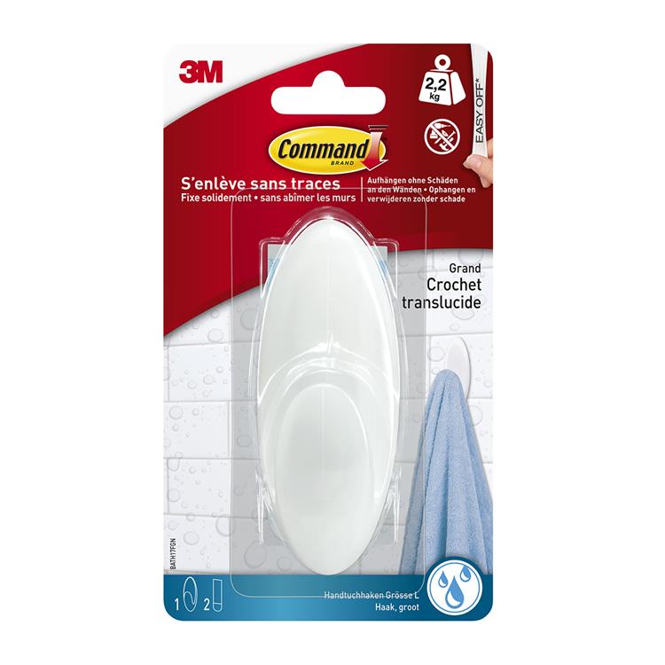 3m 1060949 - crochet porte-serviettes cmnd résistant à l'eau. bandes gr 1hk + 2s pk | 12 pièces