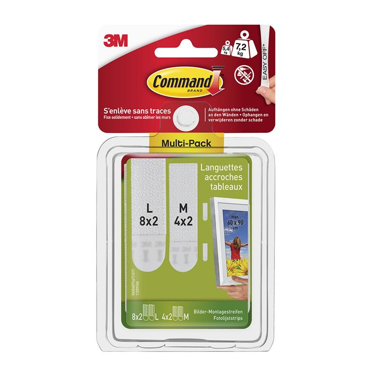 3m 1062765 - cadre photo command bandes blanc moyen, grand | 7 pièces