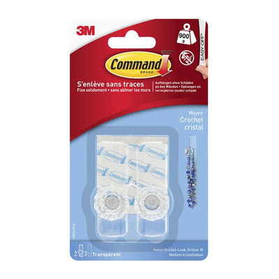 3m 1060676 - crochet en cristal transparent command, moyen, 2hk + 3s pk | 8 pièces