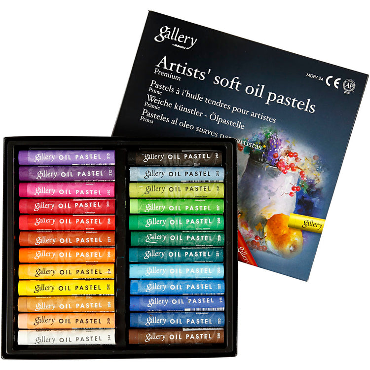 Mungyo gallery pastel à l'huile premium, l: 7 cm, épaisseur 10 mm, différentes couleurs, 24 pièces 1 boîte