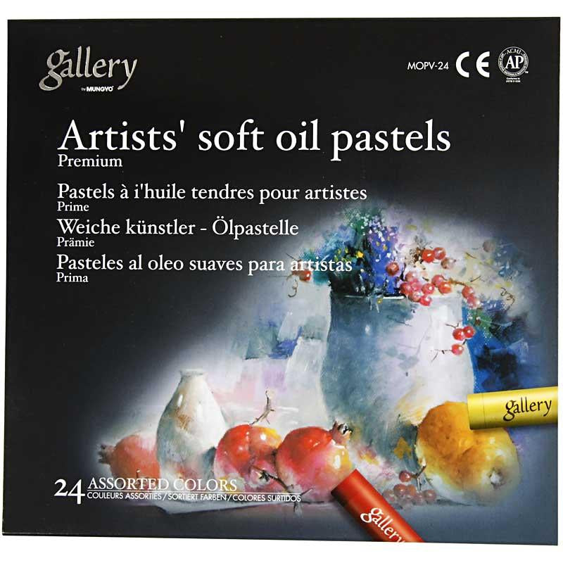 Mungyo gallery pastel à l'huile premium, l: 7 cm, épaisseur 10 mm, différentes couleurs, 24 pièces 1 boîte