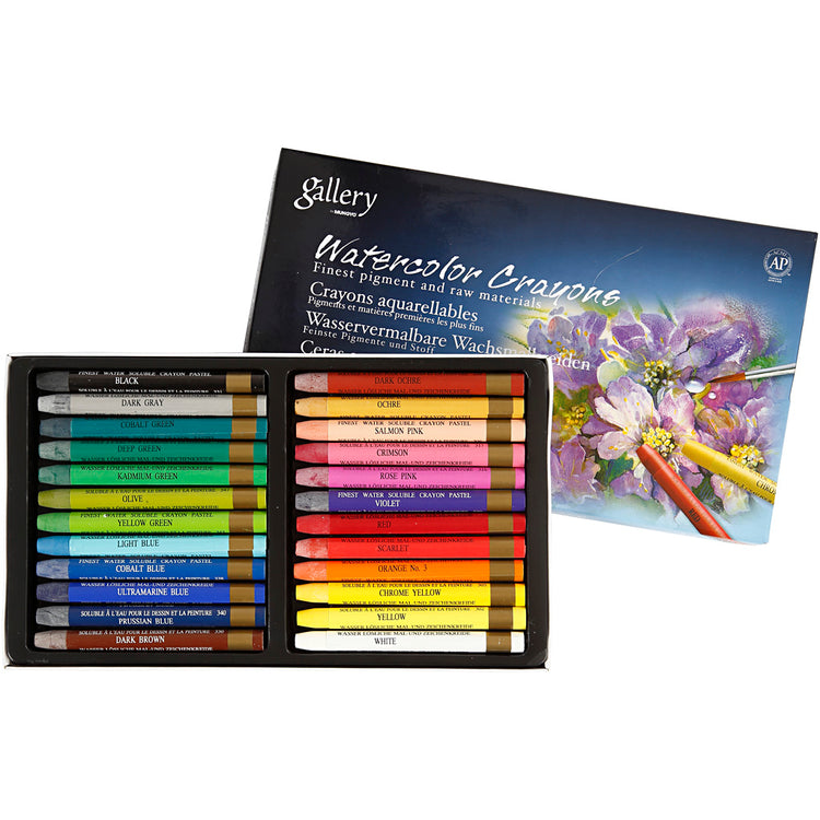 Crayons aquarelle Mungyo, l : 9,3 cm, différentes couleurs, 24 pièces, 1 boîte