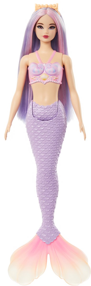 Mattel sirène pop avec des cheveux lilas et une queue violette