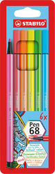 Stabilo Pen 68 - 6 Couleurs fluorescentes