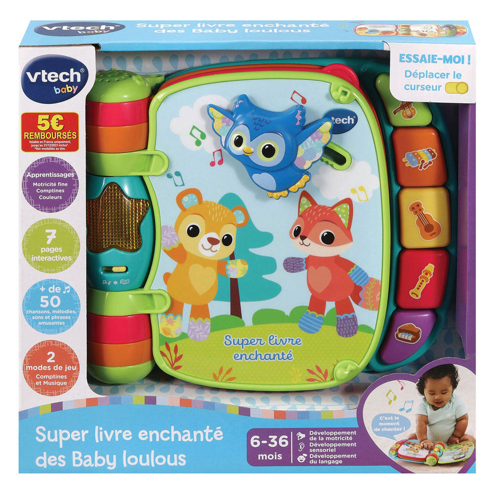 Vtech livre interactif pour enfants bébé livre super enchanté de bébés chatons bleu multicolore