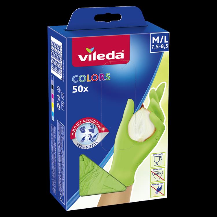 Vileda 1057857 - couleurs de gants 50pcs m l | 4 pièces