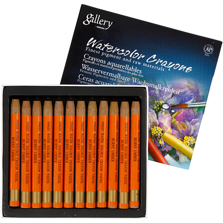 Craie aquarelle Mungyo, l : 9,3 cm, orange, 12 pièces 1 boîte